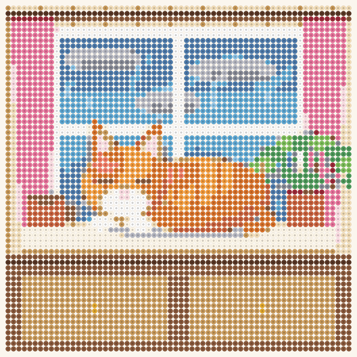 Cat on a Rainy Windowsill fuse bead pattern preview