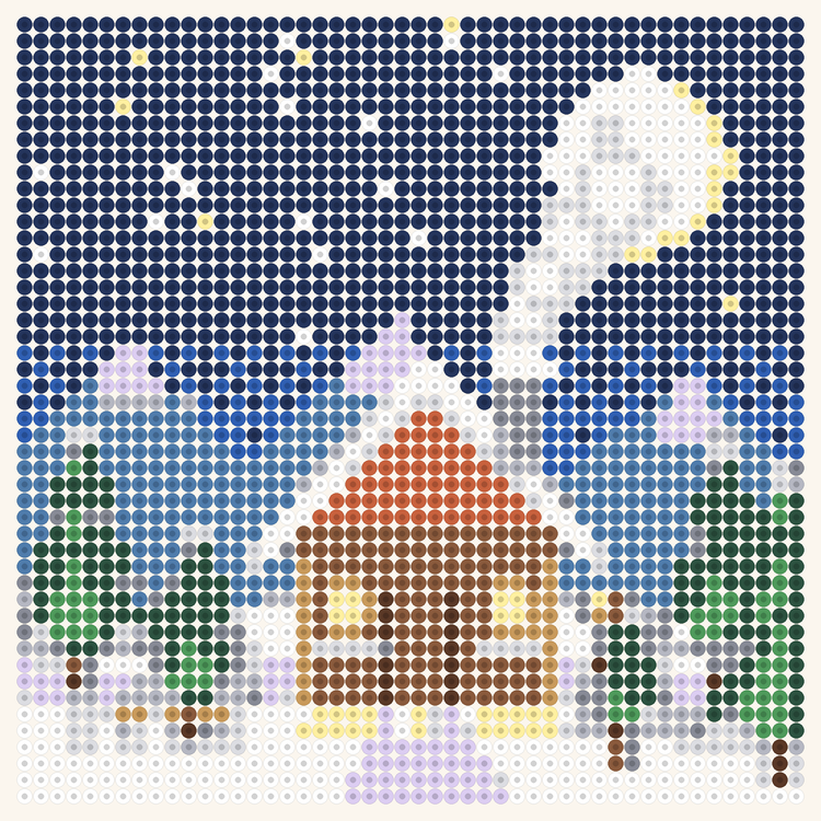 Snowy Cabin at Night fuse bead pattern preview