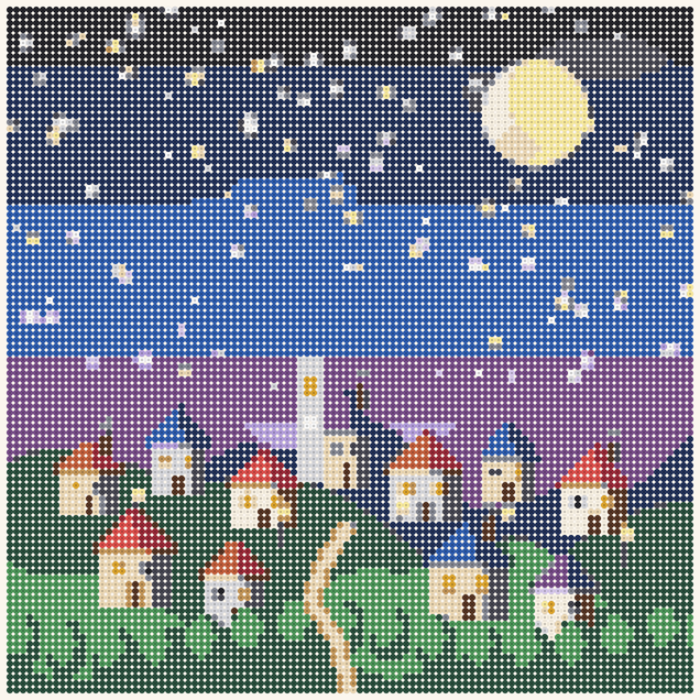 Starry Night Village fuse bead pattern preview